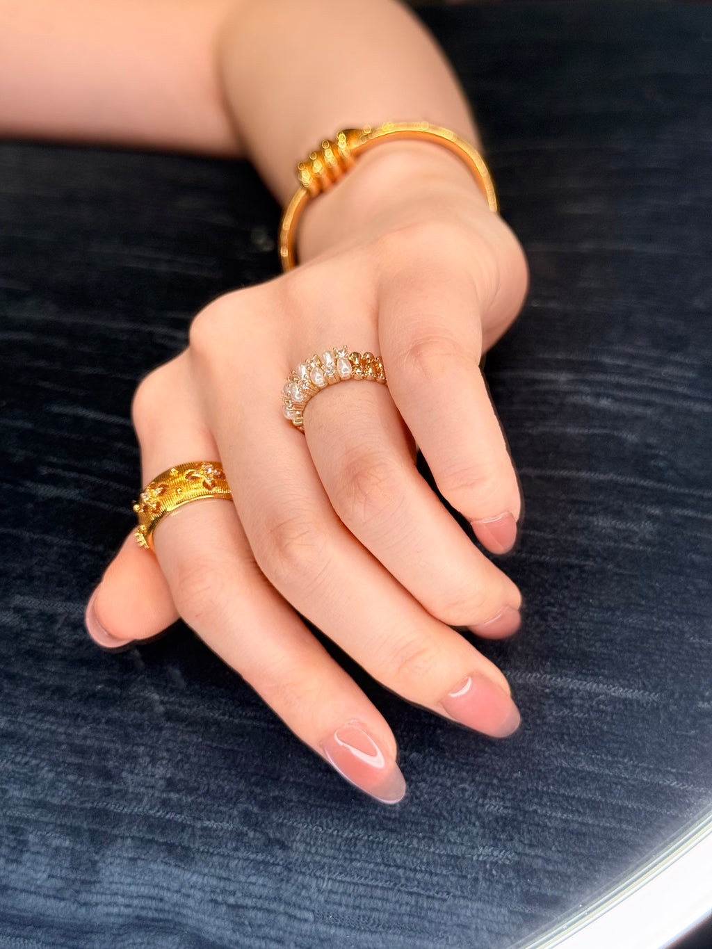 Textured Gold Open Cuff Ring