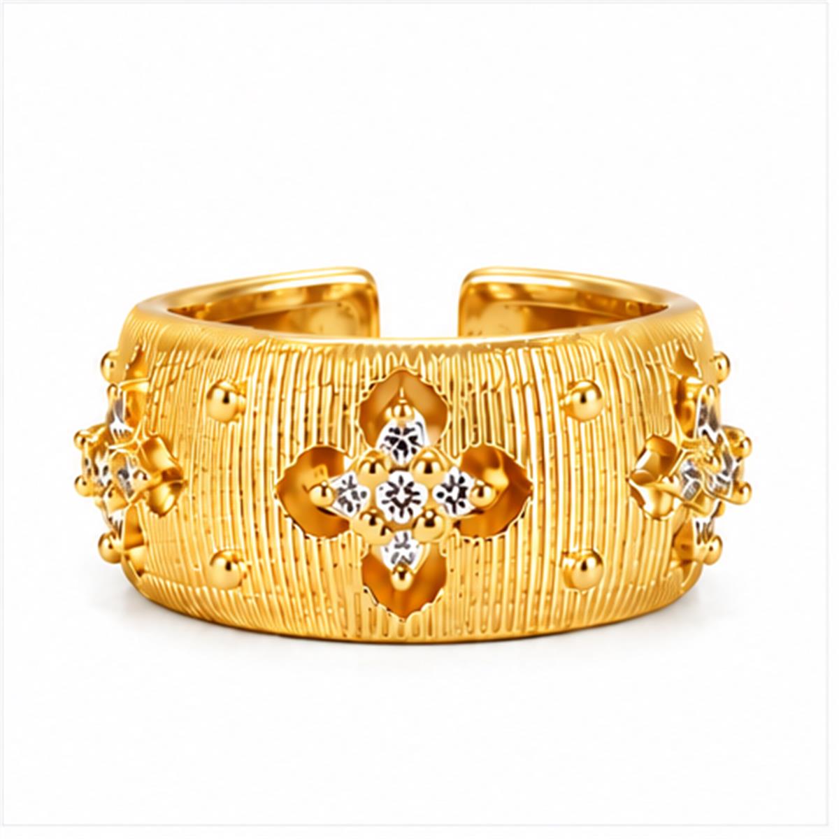 Textured Gold Open Cuff Ring