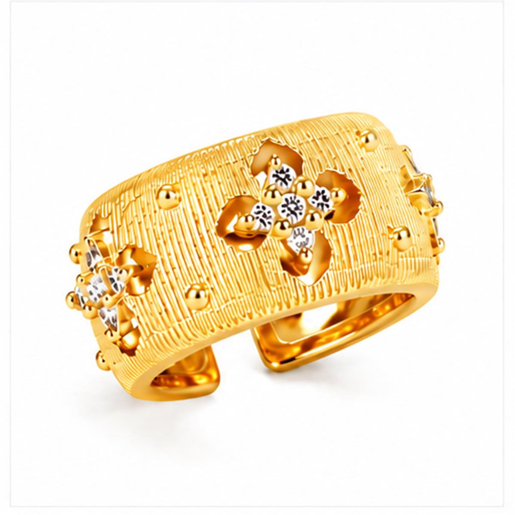 Textured Gold Open Cuff Ring