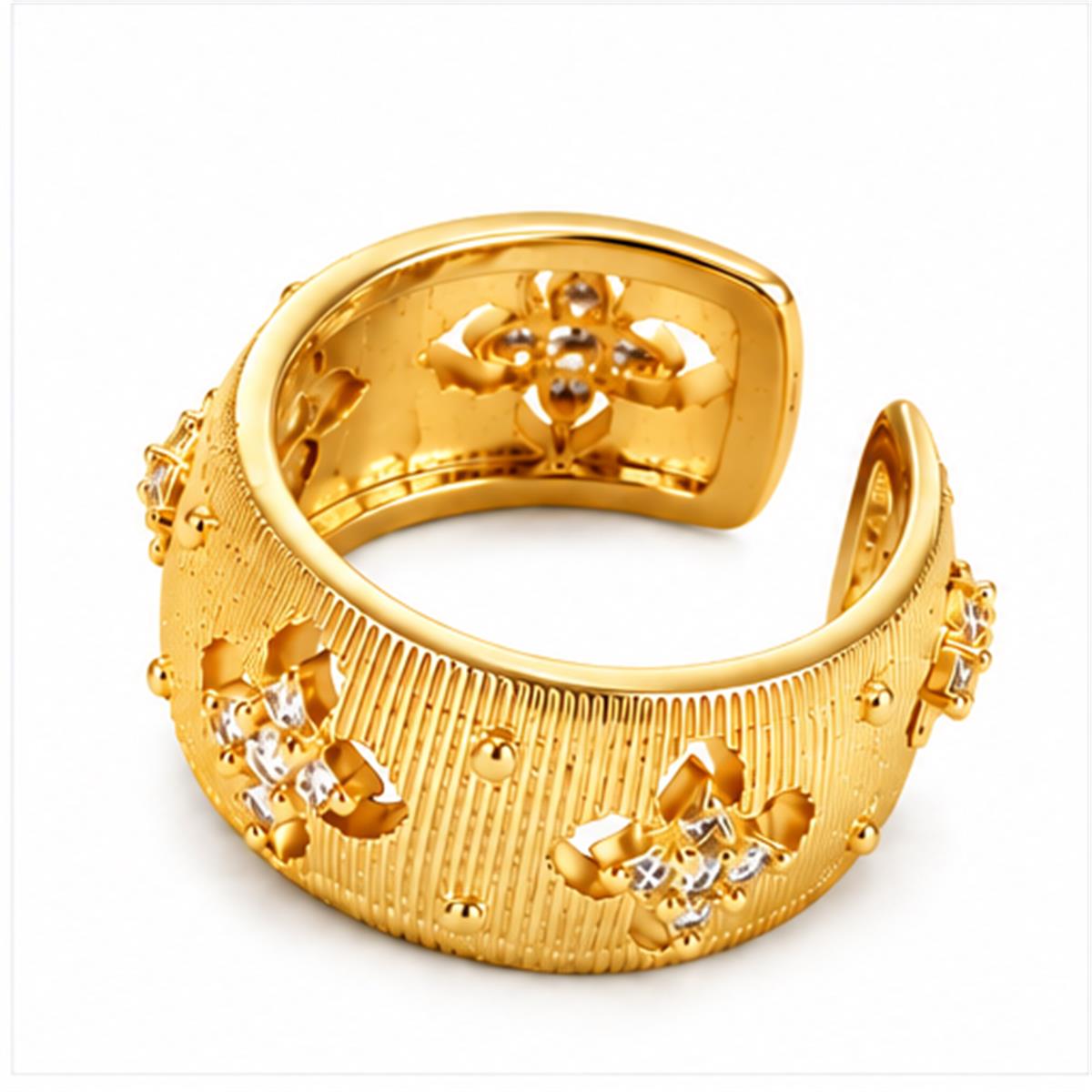 Textured Gold Open Cuff Ring