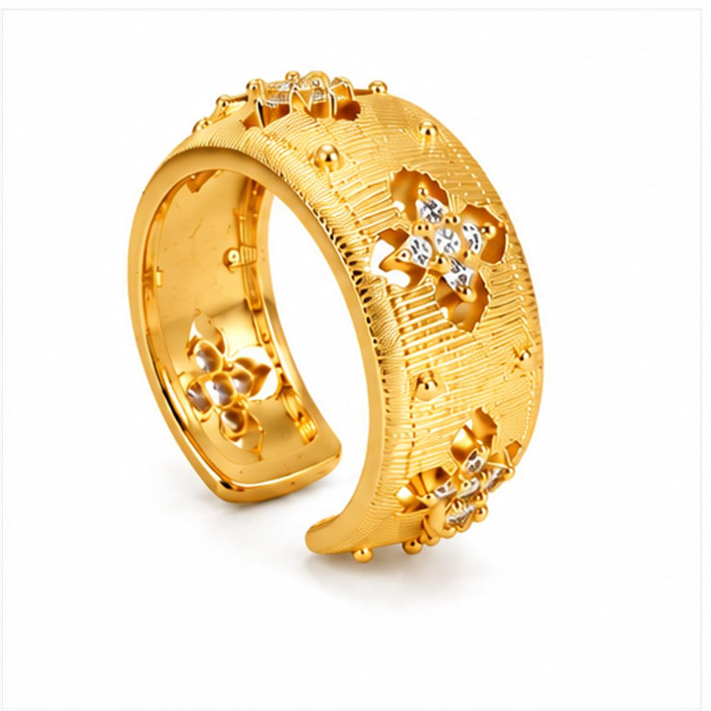 Textured Gold Open Cuff Ring