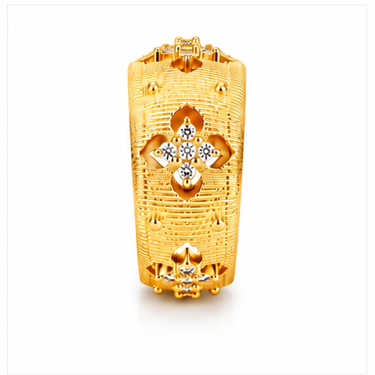 Textured Gold Open Cuff Ring