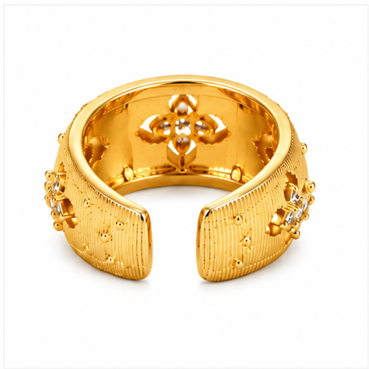 Textured Gold Open Cuff Ring