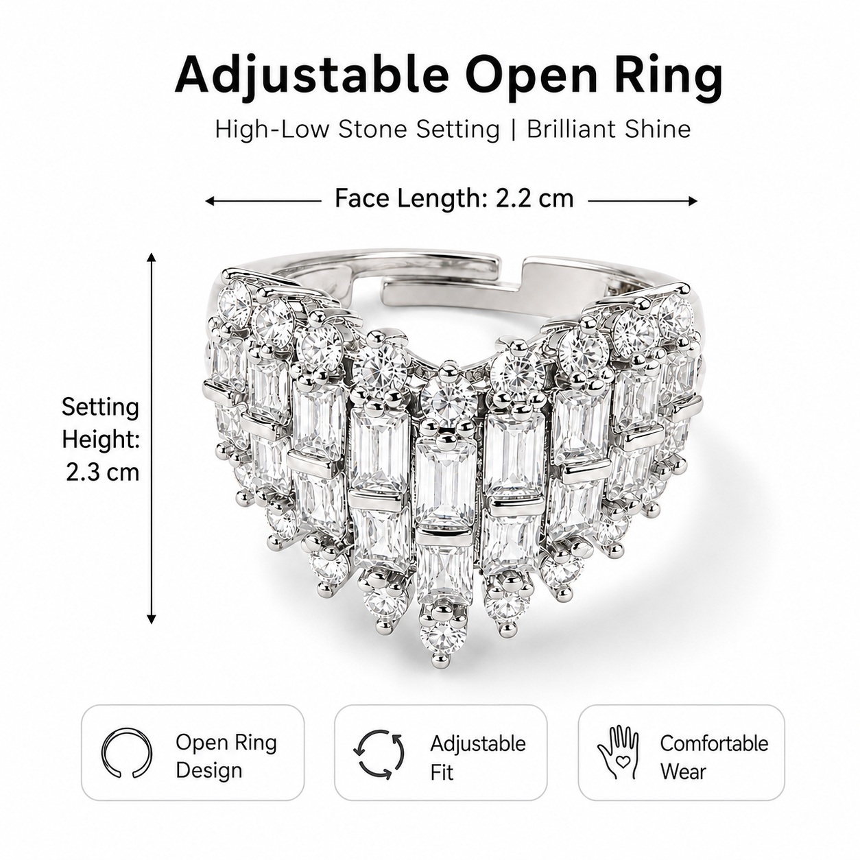 Pavé Crystal Heart Ring