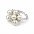 Pearl Cluster Silver-Tone Cuff Ring