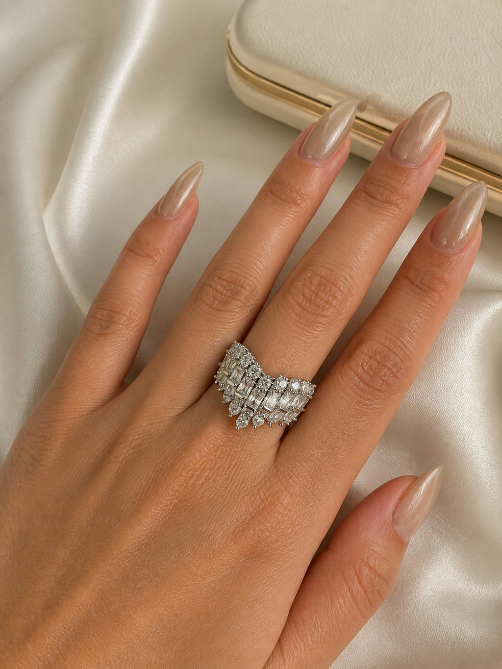 Pavé Crystal Heart Ring