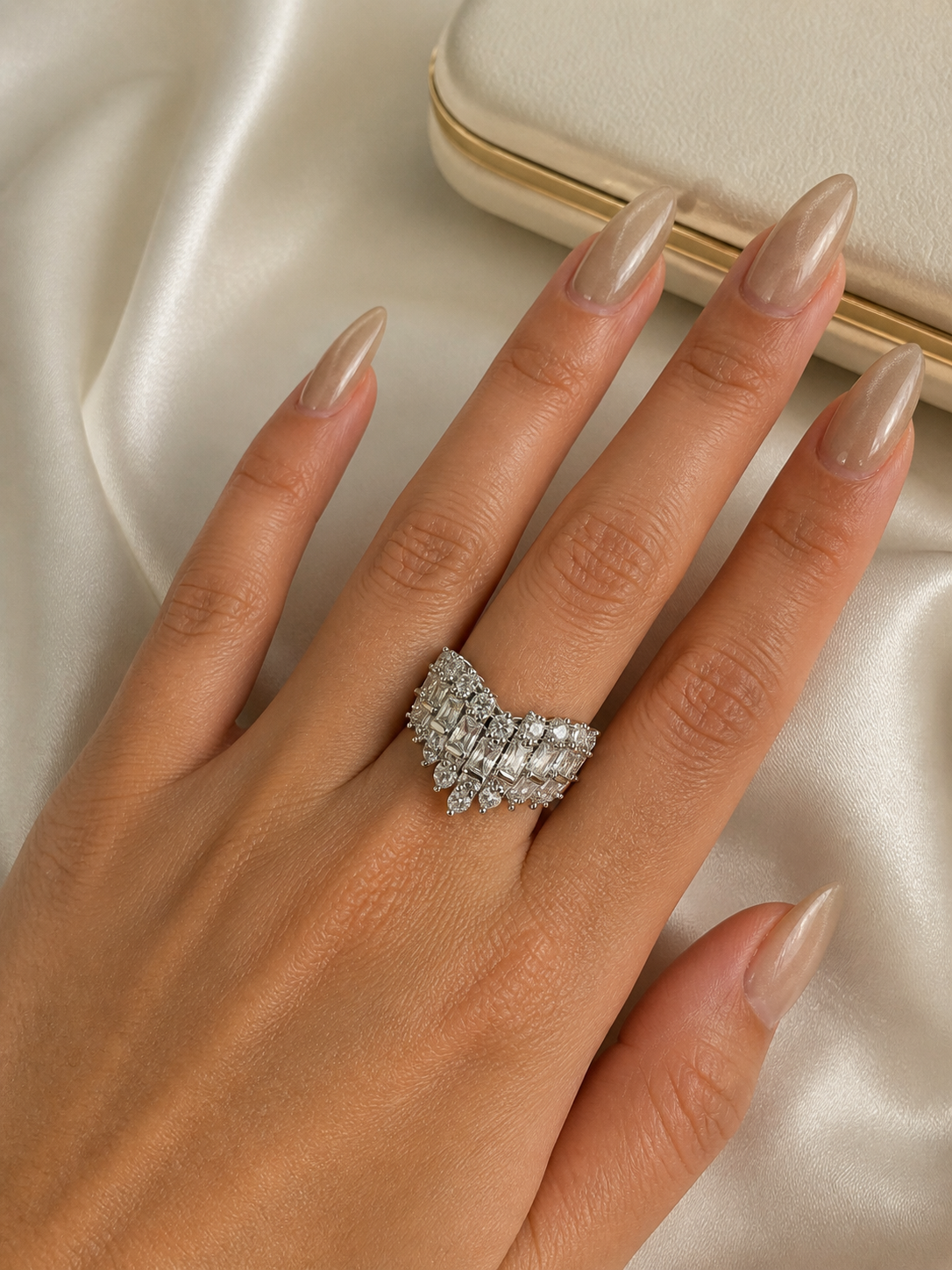 Pavé Crystal Heart Ring