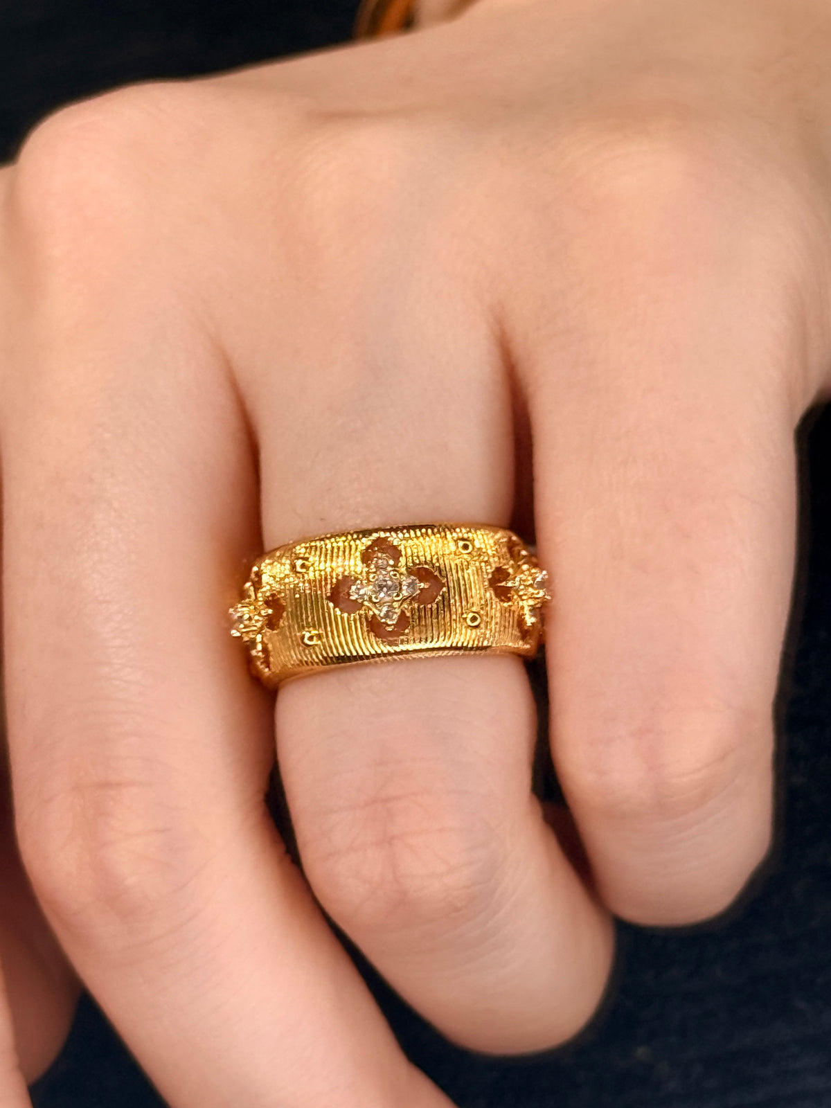 Textured Gold Open Cuff Ring