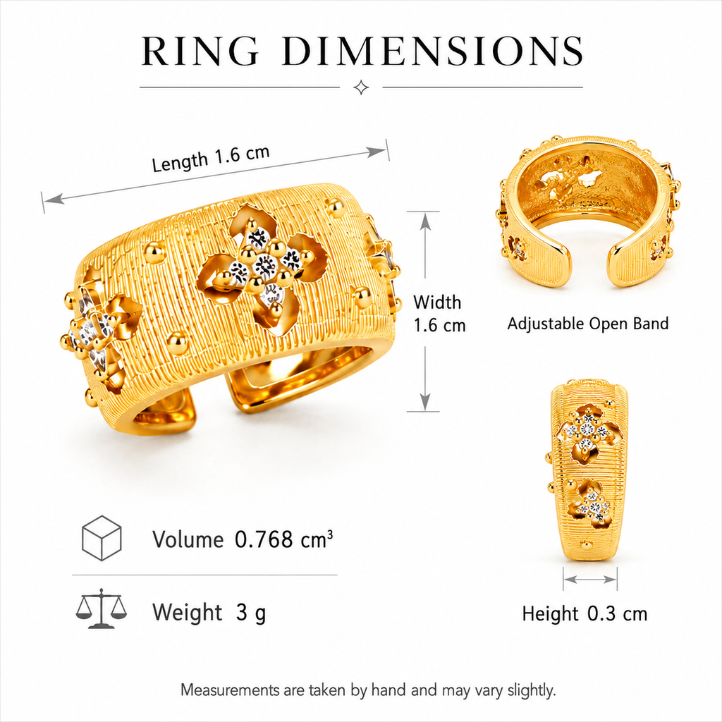Textured Gold Open Cuff Ring