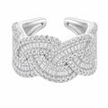 Silver Crystal Cuff Ring