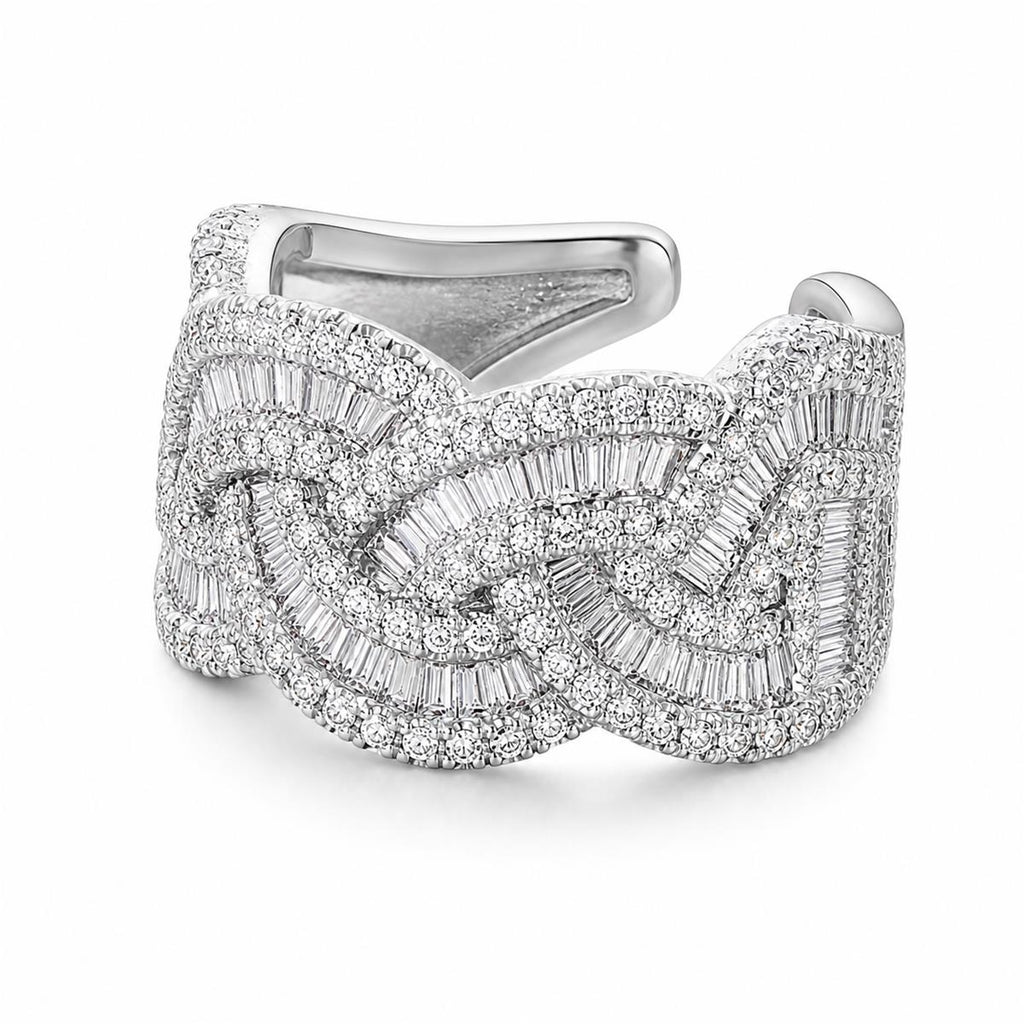 Silver Crystal Cuff Ring