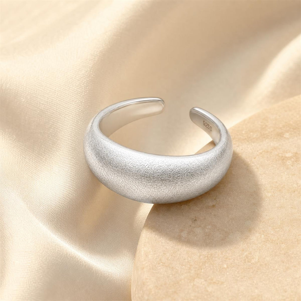 Silver Frosted Wide Cuff Ring