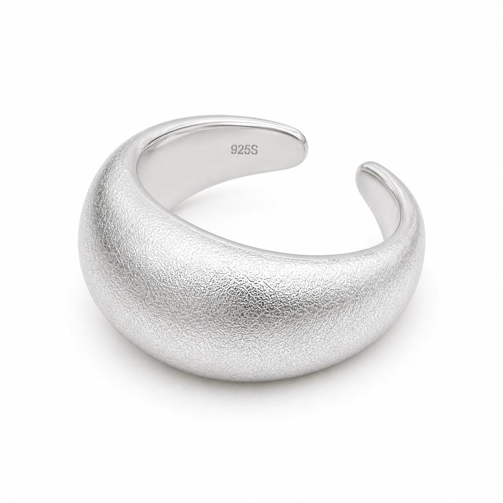 Silver Frosted Wide Cuff Ring