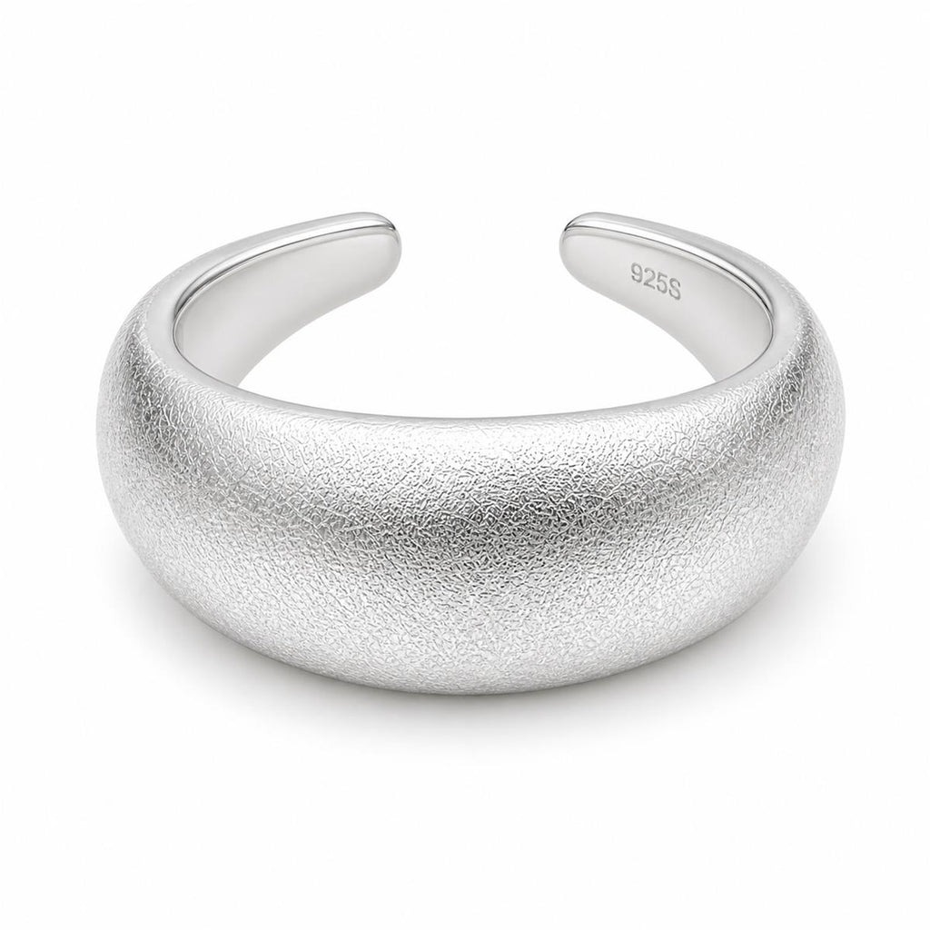 Silver Frosted Wide Cuff Ring