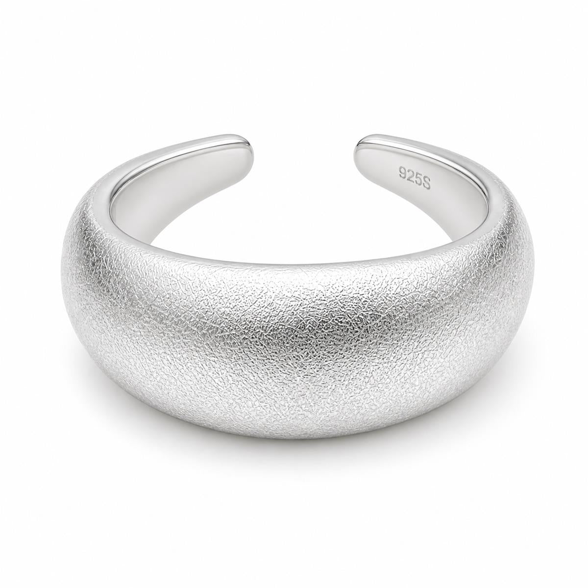 Silver Frosted Wide Cuff Ring
