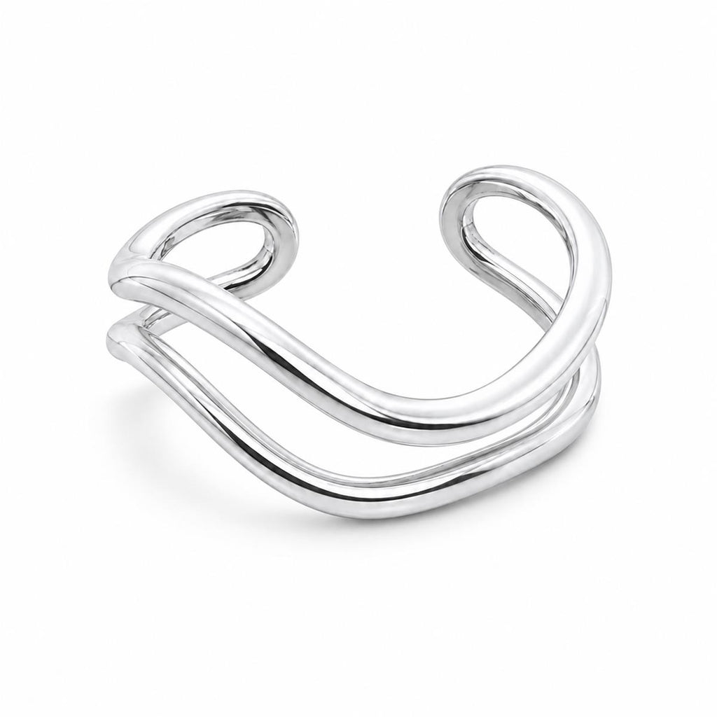 Silver Minimal Cross Cuff Ring
