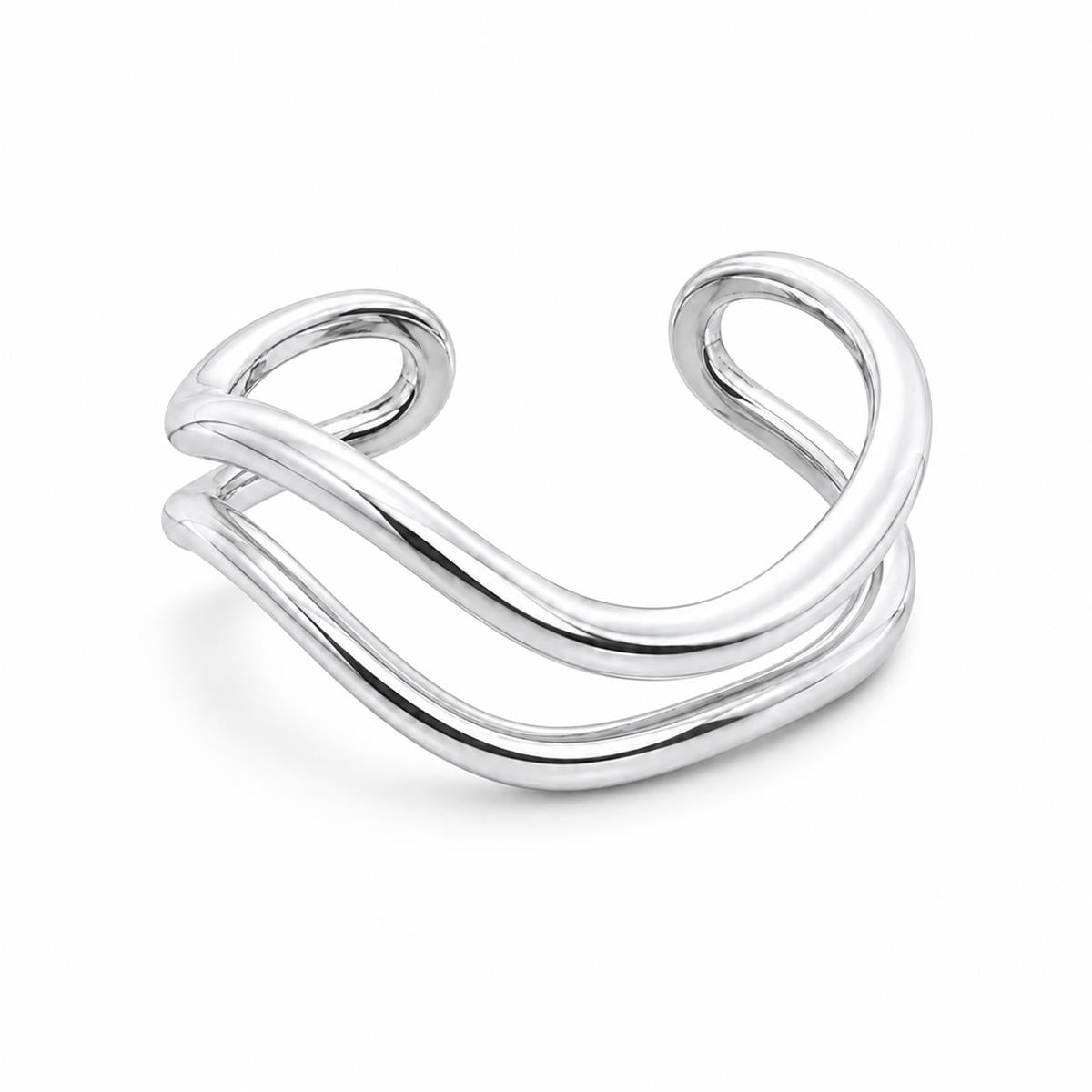 Silver Minimal Cross Cuff Ring