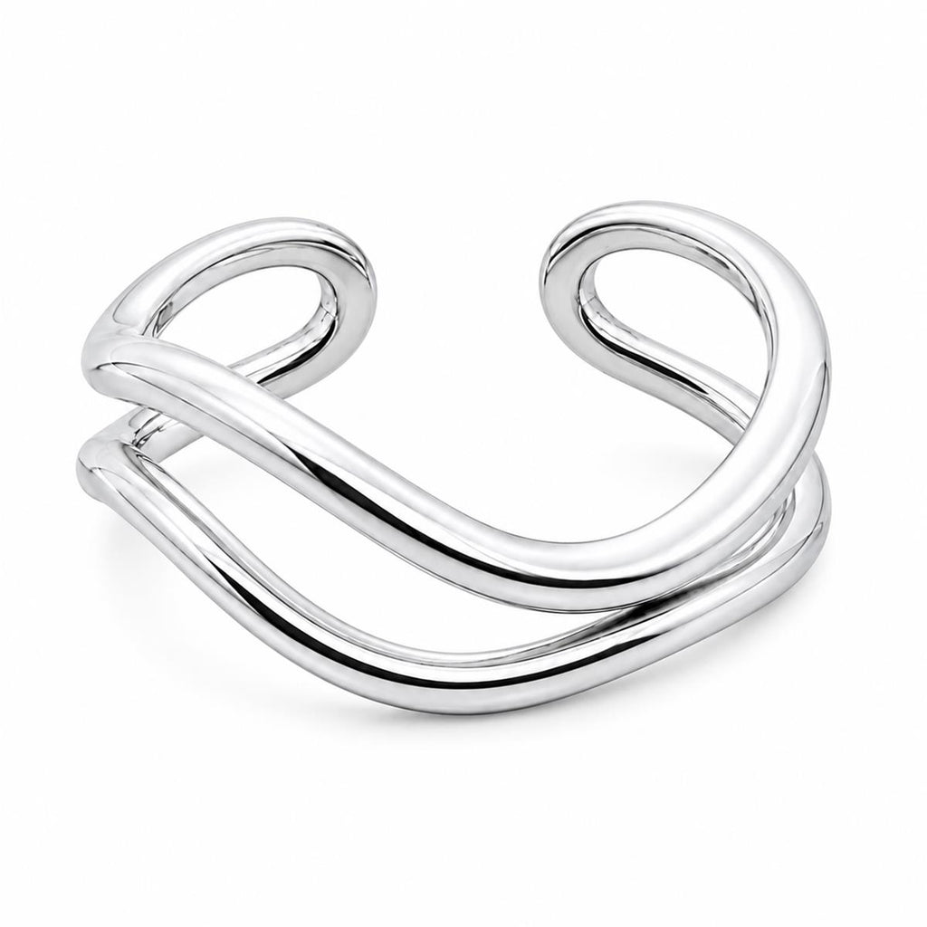 Silver Minimal Cross Cuff Ring