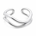 Silver Minimal Cross Cuff Ring