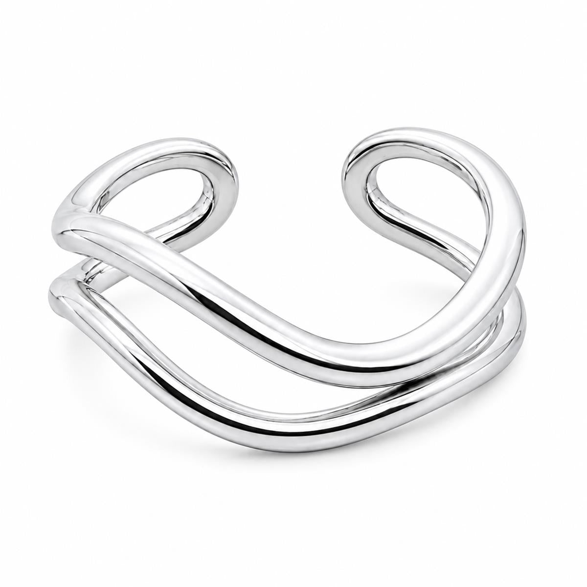 Silver Minimal Cross Cuff Ring
