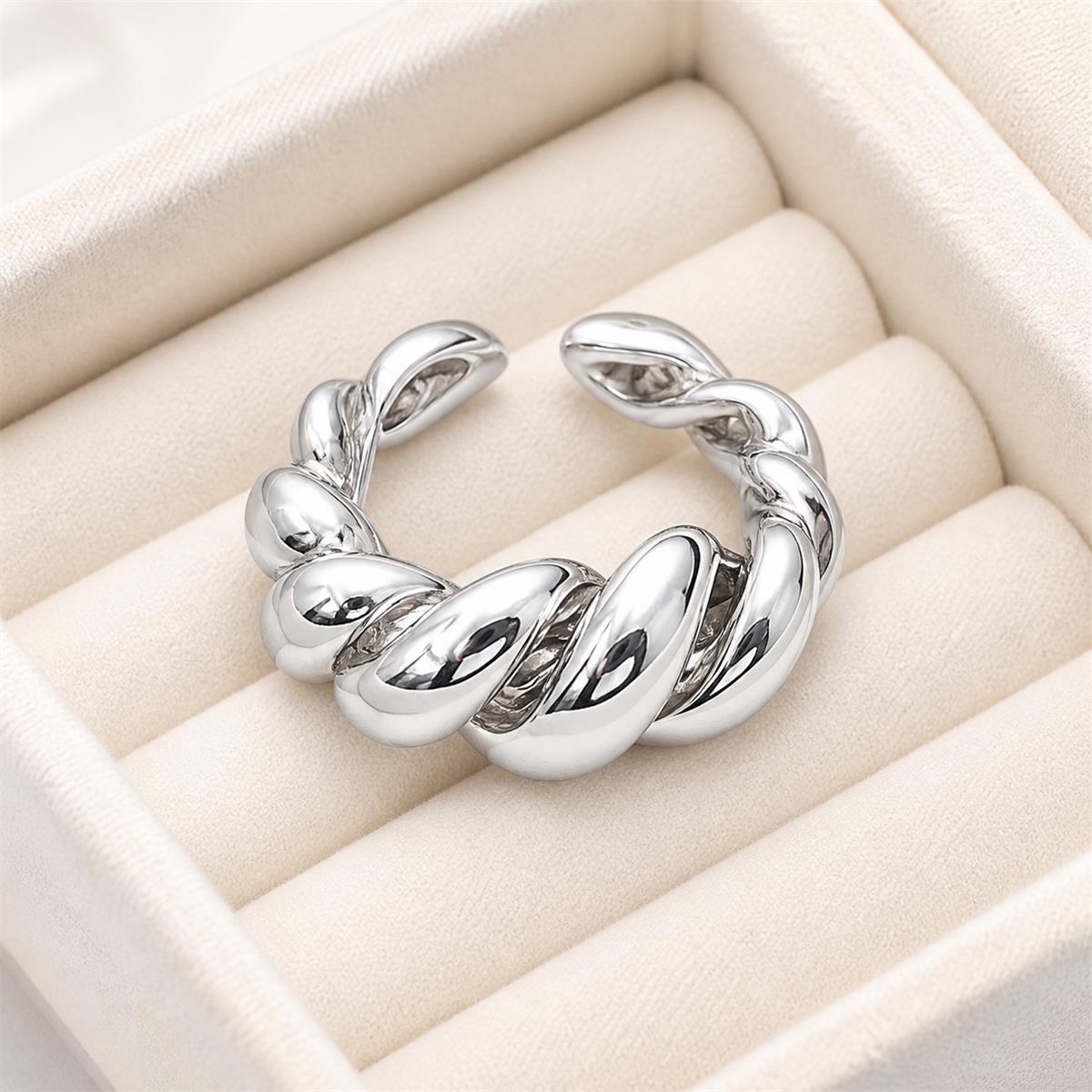 Silver Twist Cuff Ring