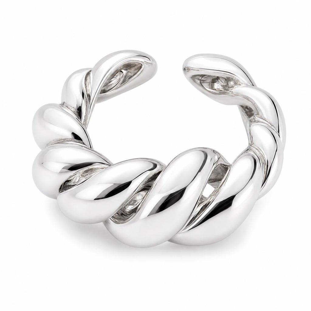 Silver Twist Cuff Ring