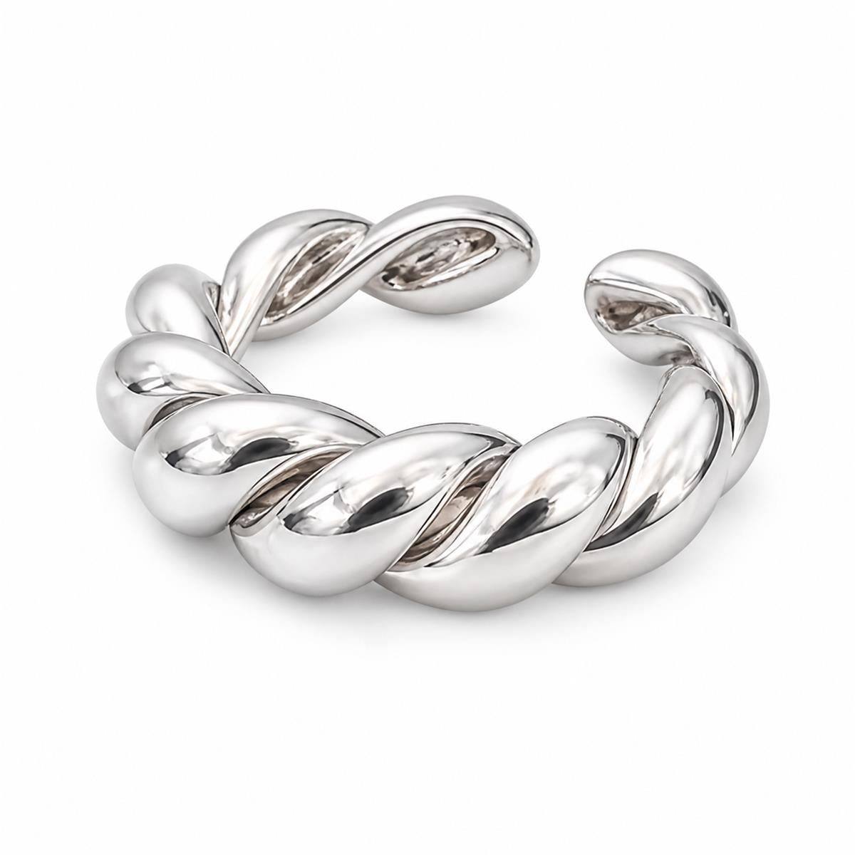 Silver Twist Cuff Ring